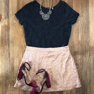 NWOT Rose Gold Sequin Skirt